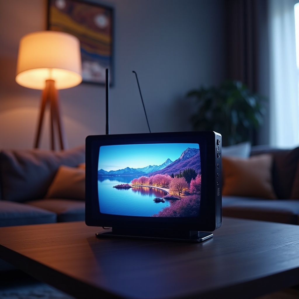 pequena tv portátil com antena